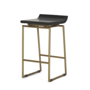 Givens Backless 26in Seat Counter Stool | Brown Wood w/ Gold Metal