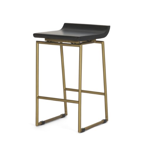 67852 - Givens 24.25"H Brown Wood Seat Gold Metal Frame Stool