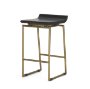 67852 - Givens 24.25"H Brown Wood Seat Gold Metal Frame Stool