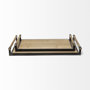 67701 - Benson Set of 2 Brown Wood Black Metal Trays 