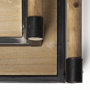 67701 - Benson Set of 2 Brown Wood Black Metal Trays 