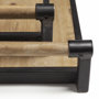 67701 - Benson Set of 2 Brown Wood Black Metal Trays 