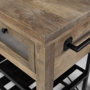 67103 - Stuart I Brown Solid Wood Top Two-Tier Black Metal Rolling Kitchen Island 