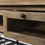 67103 - Stuart I Brown Solid Wood Top Two-Tier Black Metal Rolling Kitchen Island 