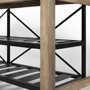 67103 - Stuart I Brown Solid Wood Top Two-Tier Black Metal Rolling Kitchen Island 