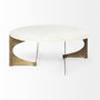 68232-AB - Reinhold 49" Round White Marble Top Gold Metal Base Coffee Table