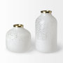 69034 - Pearl Short White Gold Rim Glass Vase 