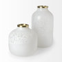 69034 - Pearl Short White Gold Rim Glass Vase 