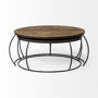 50350 - Clapp I Set of 2 (41" & 38") Round Brown Wood Top Black Iron Base Nesting Coffee Tables