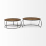 50350 - Clapp I Set of 2 (41" & 38") Round Brown Wood Top Black Iron Base Nesting Coffee Tables