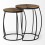 50472 - Clapp III (Set of 2) 20L x 20W Brown Round Wood Top W/ Black Metal Frame Nesting Accent Tables 