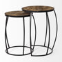 50473 - Clapp IV (Set of 2) 20L x 20W Brown Round Wood Top W/ Black Iron Frame Nesting Accent Tables