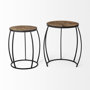 50473 - Clapp IV (Set of 2) 20L x 20W Brown Round Wood Top W/ Black Iron Frame Nesting Accent Tables
