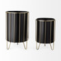 67919 - Pianta 13 x 21 Set of Two Black Metal Insert Brass Frame Plant Stands 