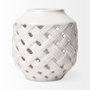 31056 - Forillon I Short White Glazed Lattice Pattern Vase