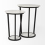 67038 - Bombola I (Small) 15L x 15W White Round Marble Top W/Black Metal Frame Accent Table 