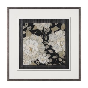Garden Noir I by June Erica Vess a Hand Embellished Textured Framed Art Print Matted under Glass