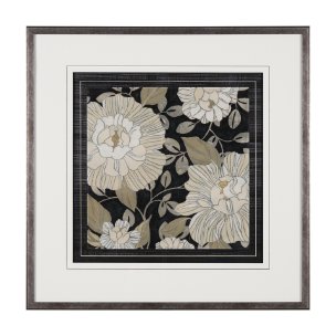 Garden Noir II by June Erica Vess a Hand Embellished Textured Framed Art Print Matted under Glass