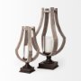 53142 - Brillion Small Rustic Wood Metal Table Candle Holder 