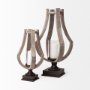 53143 - Brillion Large Rustic Wood Metal Table Candle Holder 