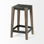 50507 - Nell 26" Seat Height Black Metal Seat & Foot Rest With Brown Wood Legs Stool