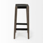 50508 - Nell 30" Seat Height Black Metal Seat & Foot Rest With Brown Wood Legs Stool