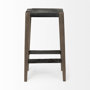 50508 - Nell 30" Seat Height Black Metal Seat & Foot Rest With Brown Wood Legs Stool