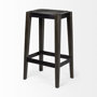 69007 - Nell 30" Seat Height Black Metal Seat & Foot Rest With Black Wood Legs Stool