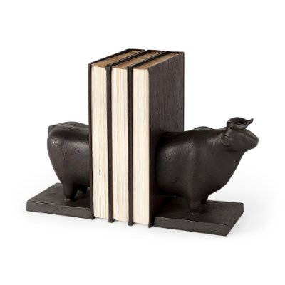69064 - Taurus III (Set of 2) 9L x 4W Black Cast Aluminum Bull Bookends