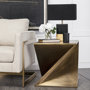 67095 - Zelda 20L x 20W Gold Metal-Cladded Z-Shaped Wooden Accent Table 