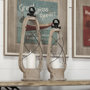 68637 - Zain I Small Brown Wooden Vintage Inspired Candle Holder Lantern