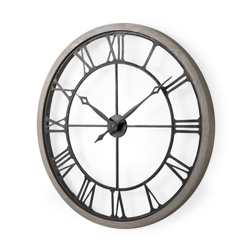 69348 - Mething Gray 31.5" Large Farmhouse Wall Clock 
