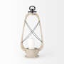 68638 - Zain II Large Brown Wooden Vintage Inspired Candle Holder Lantern