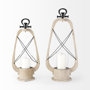 68638 - Zain II Large Brown Wooden Vintage Inspired Candle Holder Lantern