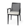 69352 - Clara Black Wood W/ Cream Fabric Seat and Cane Back Dining Chair