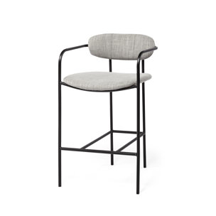 Parker Backless 36in Seat Counter Stool | Gray Fabric w/ Black Metal