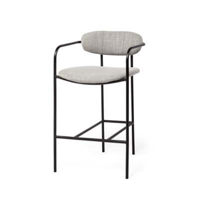 69359 - Parker Gray Fabric Seat Black Metal Counter Stool