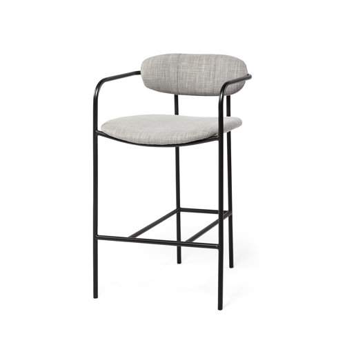 69359 - Parker Gray Fabric Seat Black Metal Counter Stool