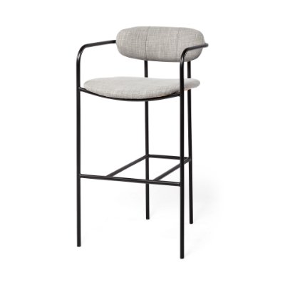 69360 - Parker Gray Fabric Seat Black Metal Bar Stool