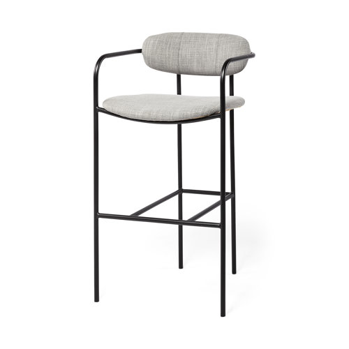 69360 - Parker Gray Fabric Seat Black Metal Bar Stool