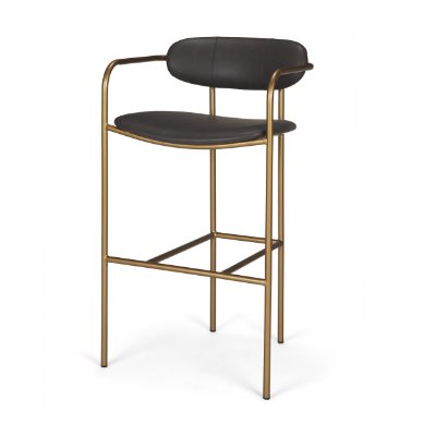 69363 - Parker Brown Faux Leather Seat Gold Metal Bar Stool