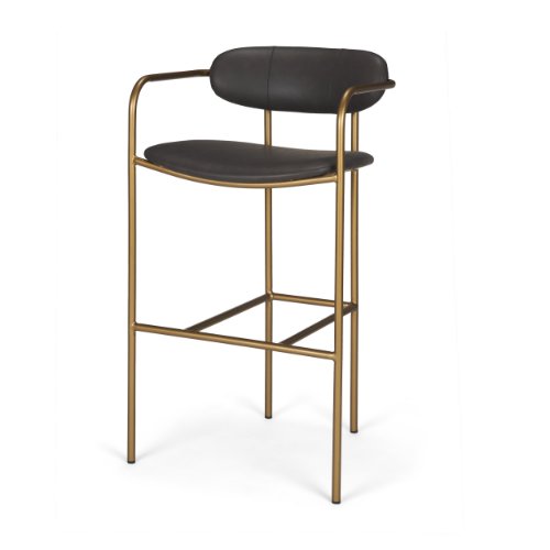 69363 - Parker Brown Faux Leather Seat Gold Metal Bar Stool
