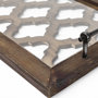 57670 - Stotonic 35L x 16W Brown Wood W Glass Top Rectangular Serving Tray
