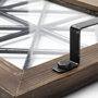 67236 - Ellingson 28L x 13W Black Rectangular Metal Glass Wood Bottom Tray