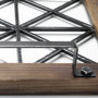 67236 - Ellingson 28L x 13W Black Rectangular Metal Glass Wood Bottom Tray