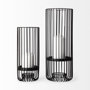 67895 - Velo II Large Black Metal Cylindrical Table Candle Holder 