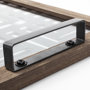 68295 - Fantuz 32L x 16W Gray Metal, Wood and Glass Serving Tray