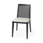 69350 - Clara Black Wood W/ Cream Fabric Seat and Cane Back Armless Dining Chair