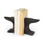 69073 - Anvilia (Set of 2) 12L x 4W Black With Gold Accents Anvil Shaped Bookends