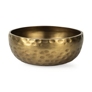 Karmel 12L x 12W Gold Hammered Aluminum Bowl
